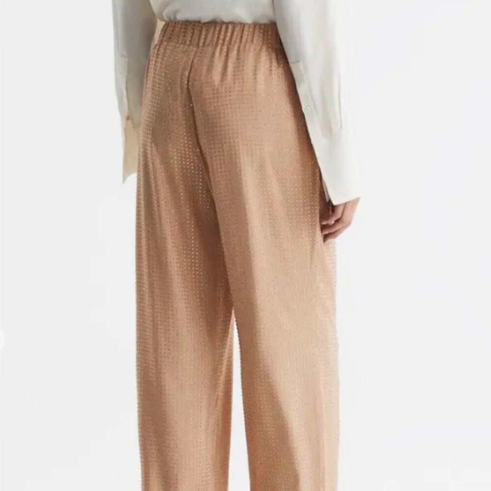 REISS Arielle Wide Leg Embellished Trousers – Nude – Size 4 – NWT - Picture 3 of 9